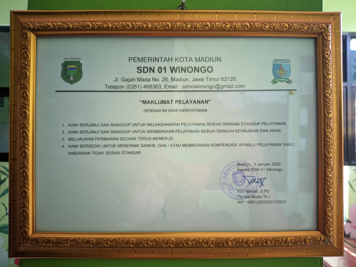 MAKLUMAT PELAYANAN SDN 01 WINONGO